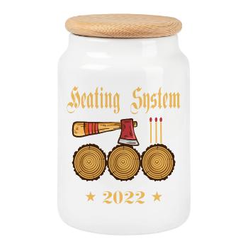 Heizsystem 2022 - Keksdose mit Holzdeckel - Weiß - Vorne