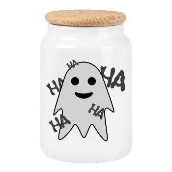 Ghost - Cookie Jar with Wooden Lid - white - Front