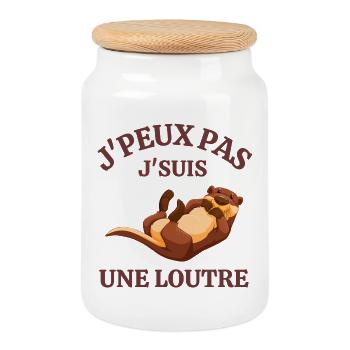 pas du matin, rater le réveil, grincheux le matin - Boîte à biscuits avec couvercle en bois - blanc - Devant