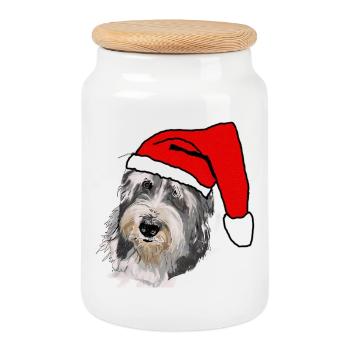 Bearded Collie - Keksdose mit Holzdeckel - Weiß - Vorne