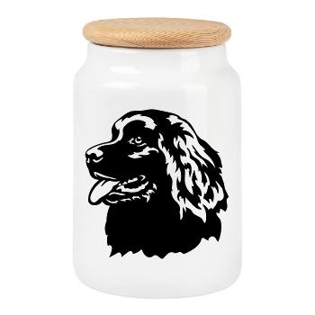 Terre-Neuve Head - Boîte à biscuits avec couvercle en bois - blanc - Devant