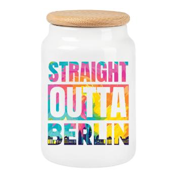 Direkt aus Berlin - Keksdose mit Holzdeckel - Weiß - Vorne