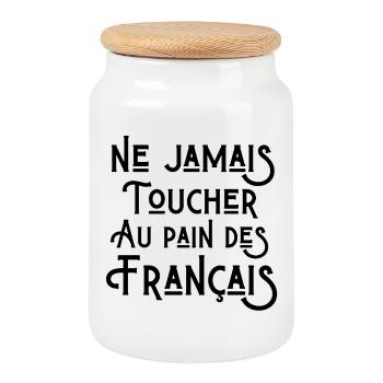 boulangerie, pâtissier, baguette, boulanger - Boîte à biscuits avec couvercle en bois - blanc - Devant