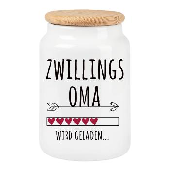 werdende Zwillingsoma Schwangerschaft Zwillinge - Keksdose mit Holzdeckel - Weiß - Vorne