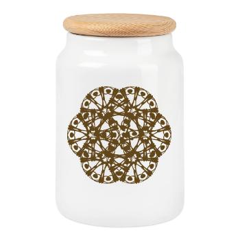 Random pattern RAD rotated - Cookie Jar with Wooden Lid - white - Front