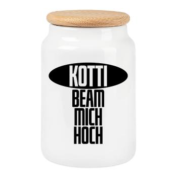 Kotti, beam mich hoch! - lustiger Spruch Berlin - Keksdose mit Holzdeckel - Weiß - Vorne