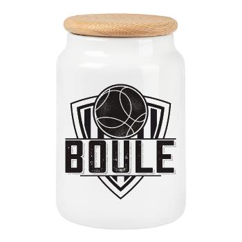 Boulespieler Boule Kugeln für Bouler Petanque - Keksdose mit Holzdeckel - Weiß - Vorne