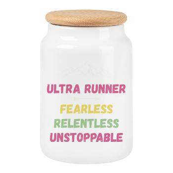 Ultra Runner - Fearless. Relentless. Unstoppable. - Cookie Jar with Wooden Lid - white - Front