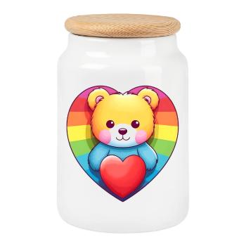 L’amour est une nécessité pour l’ours - Boîte à biscuits avec couvercle en bois - blanc - Devant