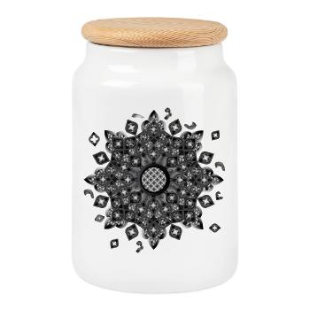 Ornement de vitrail rosace gothique - Boîte à biscuits avec couvercle en bois - blanc - Devant