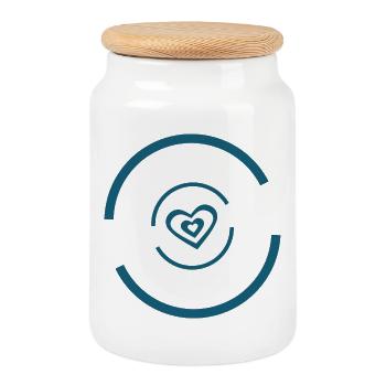 Coeur bleu Saint-Valentin - Boîte à biscuits avec couvercle en bois - blanc - Devant