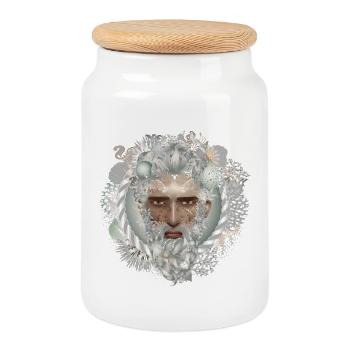portrait fascinant d’un Verseau - Boîte à biscuits avec couvercle en bois - blanc - Devant