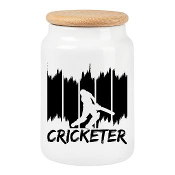Cricketer - Boîte à biscuits avec couvercle en bois - blanc - Devant