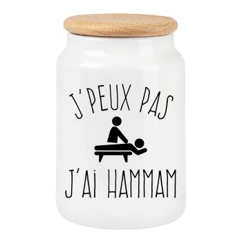J'peux pas j'ai hammam - Prendre soin de soi - Boîte à biscuits avec couvercle en bois - blanc - Devant