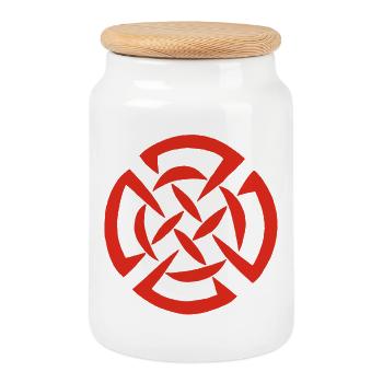 Graffiti celtique rouge - Boîte à biscuits avec couvercle en bois - blanc - Devant