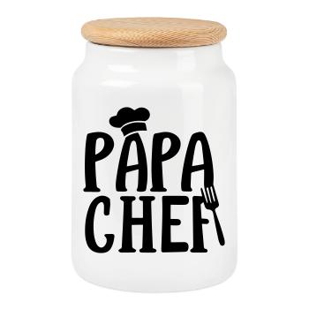 Cadeau Papa Chef de Cuisine ! - Boîte à biscuits avec couvercle en bois - blanc - Devant
