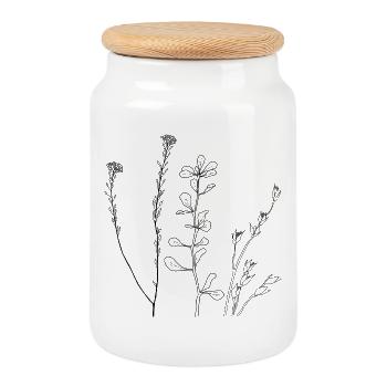 Blumen Line Art - Keksdose mit Holzdeckel - Weiß - Vorne