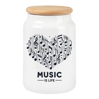 Music is life - Cookie Jar with Wooden Lid - white - Front