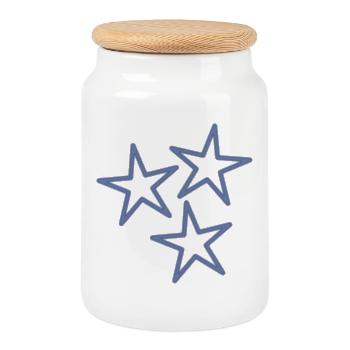 CHRISTMAS. YEAR. ANNIVERSARY. RETIREMENT. FATHER'S DAY - Cookie Jar with Wooden Lid - white - Front