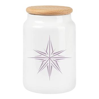 Minimalist Poinsettia: Festive - Cookie Jar with Wooden Lid - white - Front