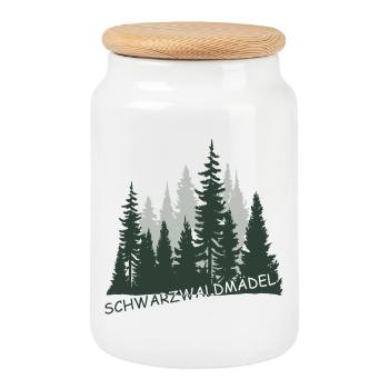 Schwarzwaldmädel - Keksdose mit Holzdeckel - Weiß - Vorne