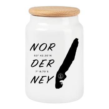 Norderney - Keksdose mit Holzdeckel - Weiß - Vorne