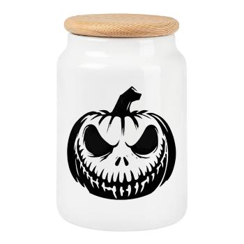 Kürbis Geist Halloween - Keksdose mit Holzdeckel - Weiß - Vorne