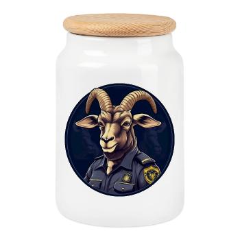 Capricorn Policeman - Cookie Jar with Wooden Lid - white - Front