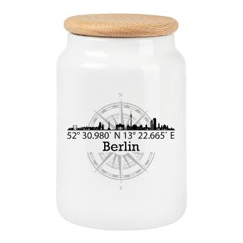 Skyline Berlin - Keksdose mit Holzdeckel - Weiß - Vorne