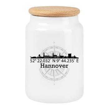 Skyline Hannover - Keksdose mit Holzdeckel - Weiß - Vorne