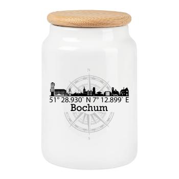 Skyline Bochum - Keksdose mit Holzdeckel - Weiß - Vorne