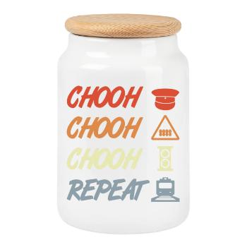 Blague sur les chemins de fer - Boîte à biscuits avec couvercle en bois - blanc - Devant