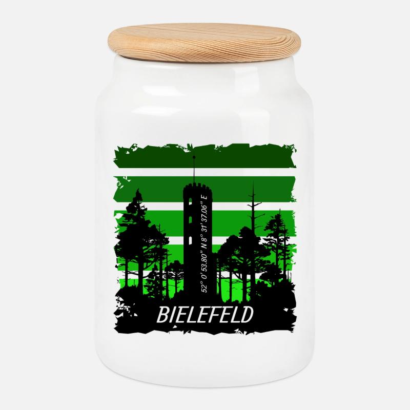 Bielefeld - Keksdose mit Holzdeckel - Weiß