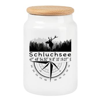 Koordinaten Schluchsee - Keksdose mit Holzdeckel - Weiß - Vorne