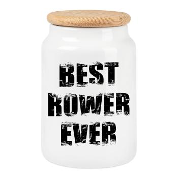 Rower - Cookie Jar with Wooden Lid - white - Front
