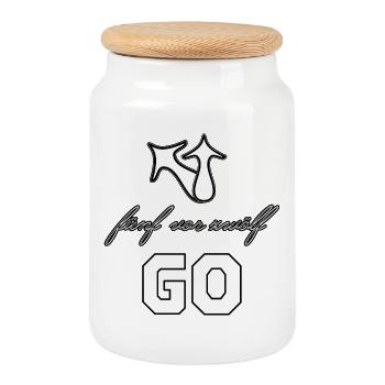 GO cinq à douze Gagnant de la santé physique - Boîte à biscuits avec couvercle en bois - blanc - Devant