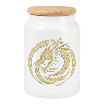 Dragon Emblem - Keksdose mit Holzdeckel - Weiß - Vorne