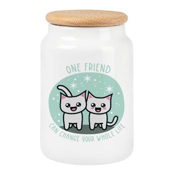 One friend can change your whole life - Keksdose mit Holzdeckel - Weiß - Vorne