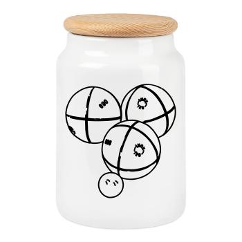 Boules de pétanque - Boîte à biscuits avec couvercle en bois - blanc - Devant