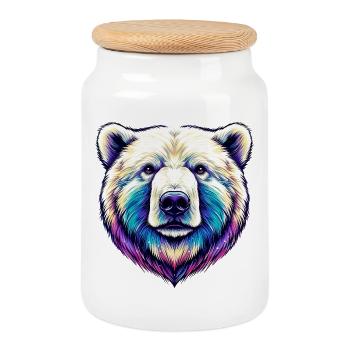 Weißer Eisbär - Keksdose mit Holzdeckel - Weiß - Vorne