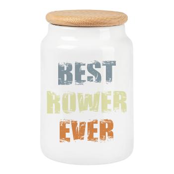 Best Rower - Cookie Jar with Wooden Lid - white - Front