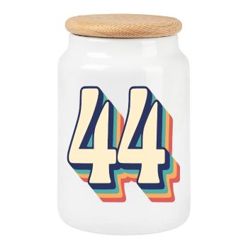 T-Shirt rétro Vintage numéro 44 quarante-quatre - Boîte à biscuits avec couvercle en bois - blanc - Devant