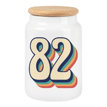 Vintage Retro T-Shirt Number 82 Eighty Two - Cookie Jar with Wooden Lid - white - Front