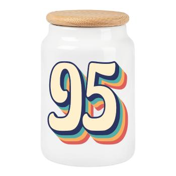 T-Shirt rétro Vintage numéro 95 quatre-vingt-quinze - Boîte à biscuits avec couvercle en bois - blanc - Devant