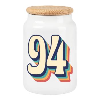 T-Shirt rétro Vintage numéro 94 quatre-vingt-quatorze - Boîte à biscuits avec couvercle en bois - blanc - Devant