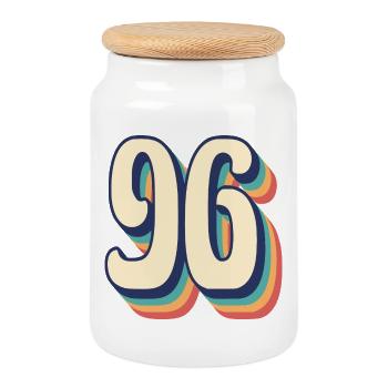 T-Shirt rétro Vintage numéro 96 quatre-vingt-seize - Boîte à biscuits avec couvercle en bois - blanc - Devant