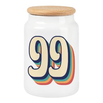 T-Shirt rétro Vintage numéro 99 quatre-vingt-dix-neuf - Boîte à biscuits avec couvercle en bois - blanc - Devant