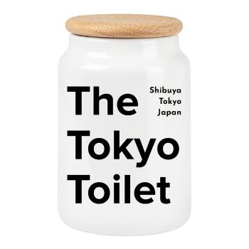 the tokyo toilet project - Cookie Jar with Wooden Lid - white - Front