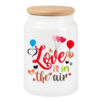 love is in the air - Cookie Jar with Wooden Lid - white - Front