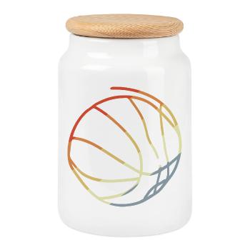 Style rétro de basket-ball - Boîte à biscuits avec couvercle en bois - blanc - Devant